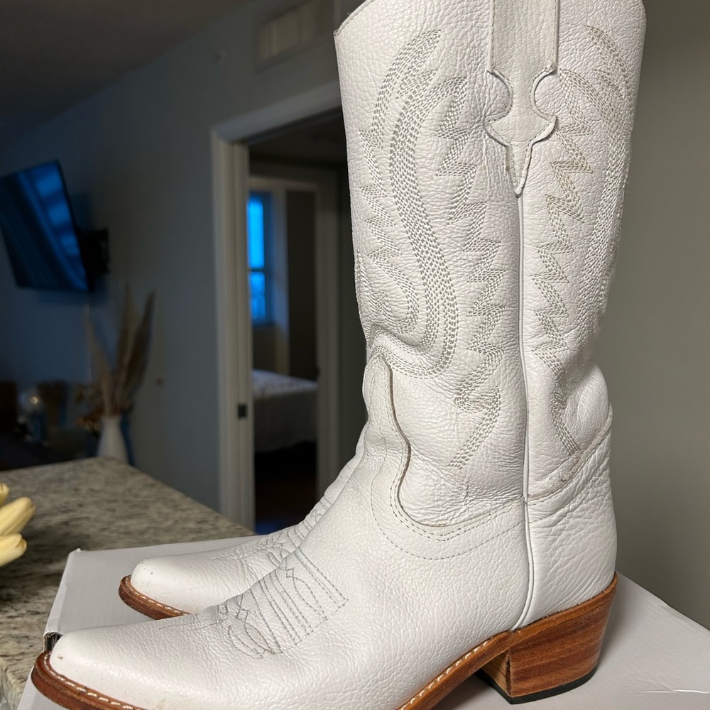 JR white leather cowboy boots - Picture 2 of 7